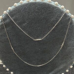Delicate Two-Layer Silver Tone Necklace - Elegant Layered Design